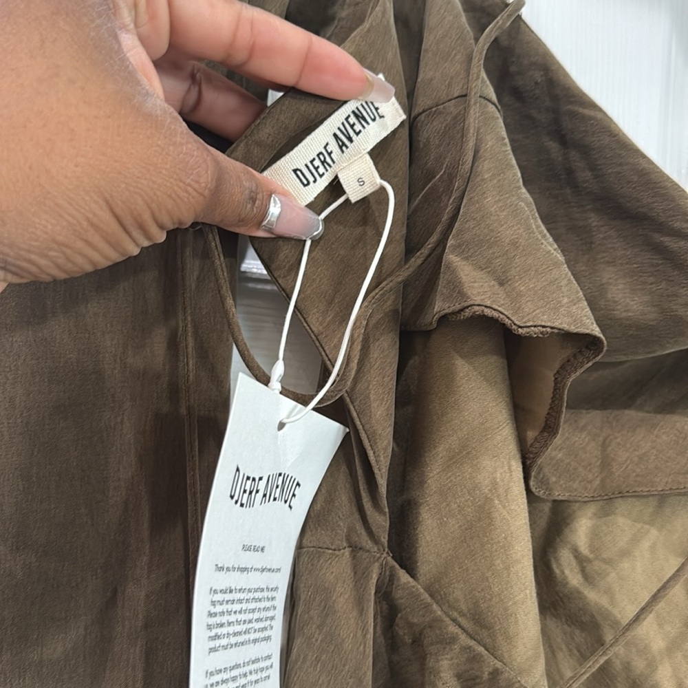 Djerf Avenue Dresm Dress Long Sleeve Mocha Sz S NWT - Picture 8 of 11
